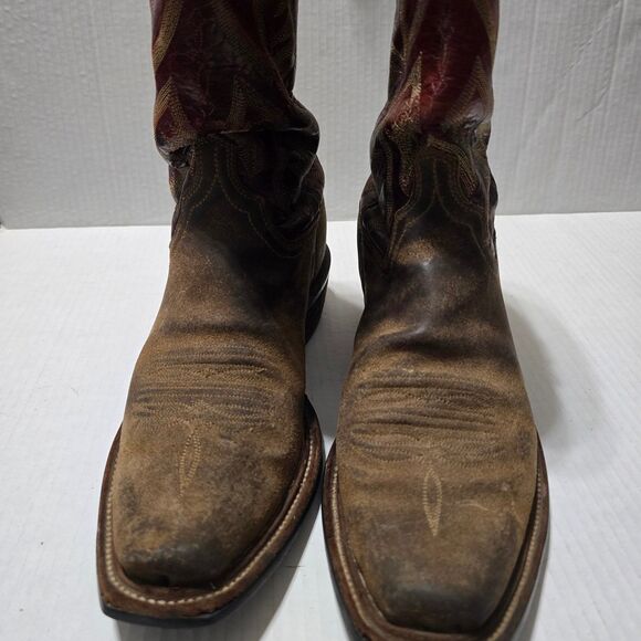 Lucchese Boots Men\'s 8.5 Brown Red Western Cowboy Square Toe CZ35037 main image 13